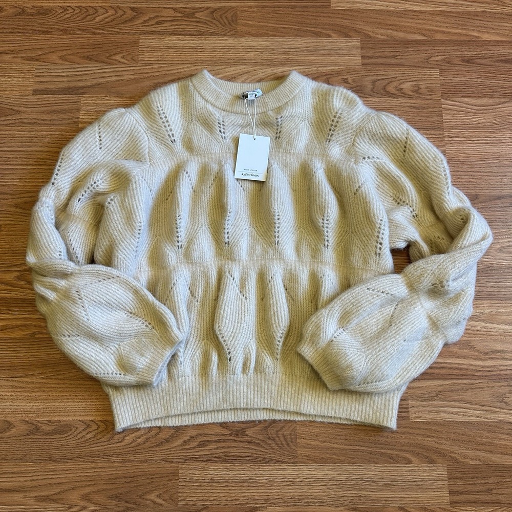 NWT & Other Stories Sweater M/L Cream Relaxed Fuzzy Bubble Knit Alpaca Wool
